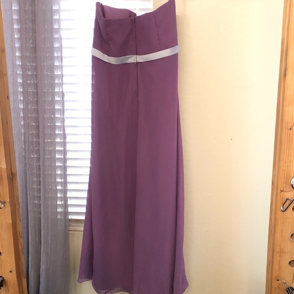 Purple Strapless Formal Dress with Silver Belt - Picture 5 of 9